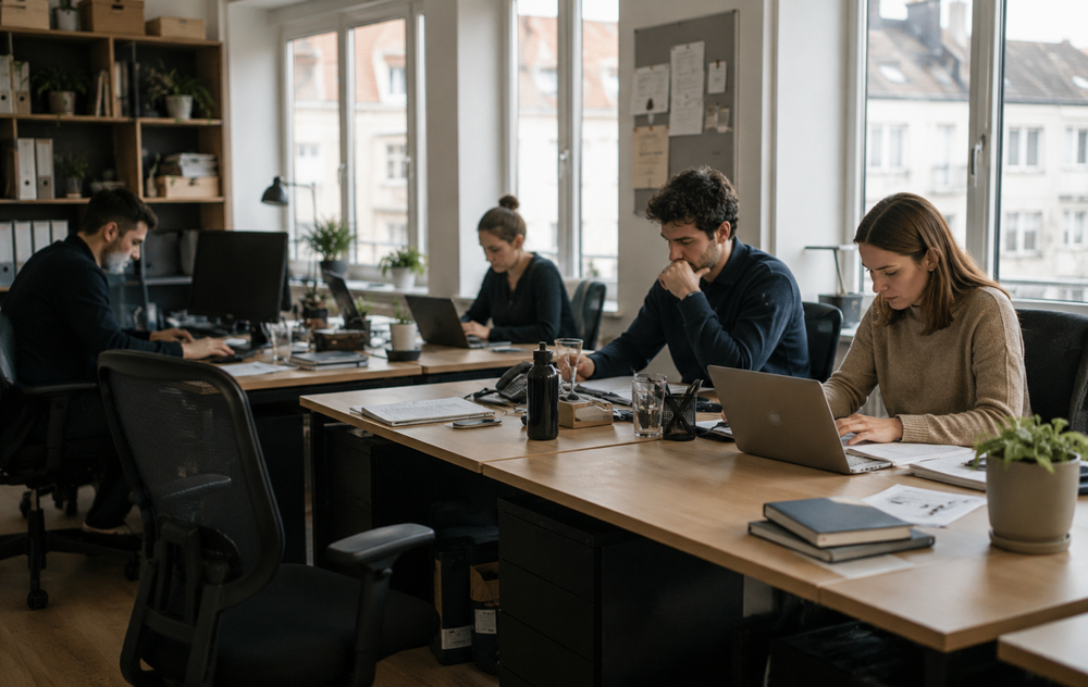 Un bureau vide dans une PME suisse, symbole du coût d'un départ